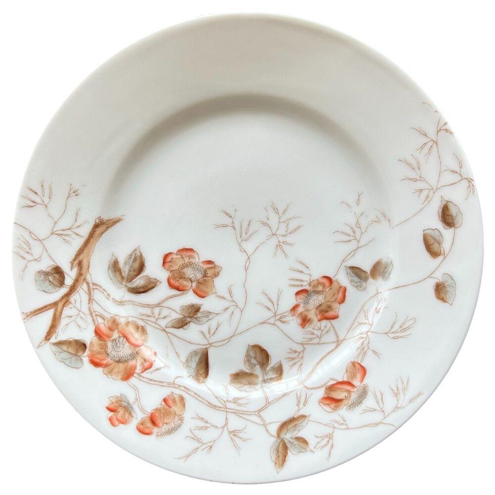 Antique Elite Limoges France Porcelain Plate Floral Branch Autumn Dish 7 1/2in